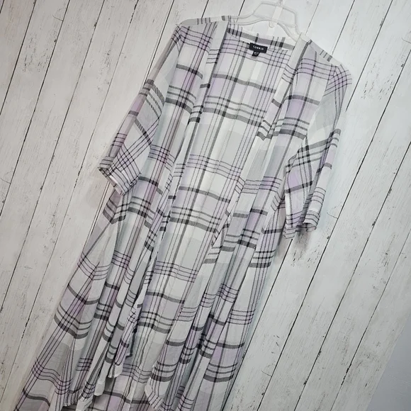 Torrid Chiffon Maxi High Low Kimono Duster Women’s Plus Size 00/0 Plaid Sheer. - Picture 5 of 8
